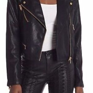 Blank NYC leather jacket rose gold details